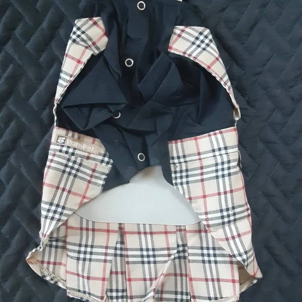 Tan Plaid Dog Dress For Small Dogs Size 4